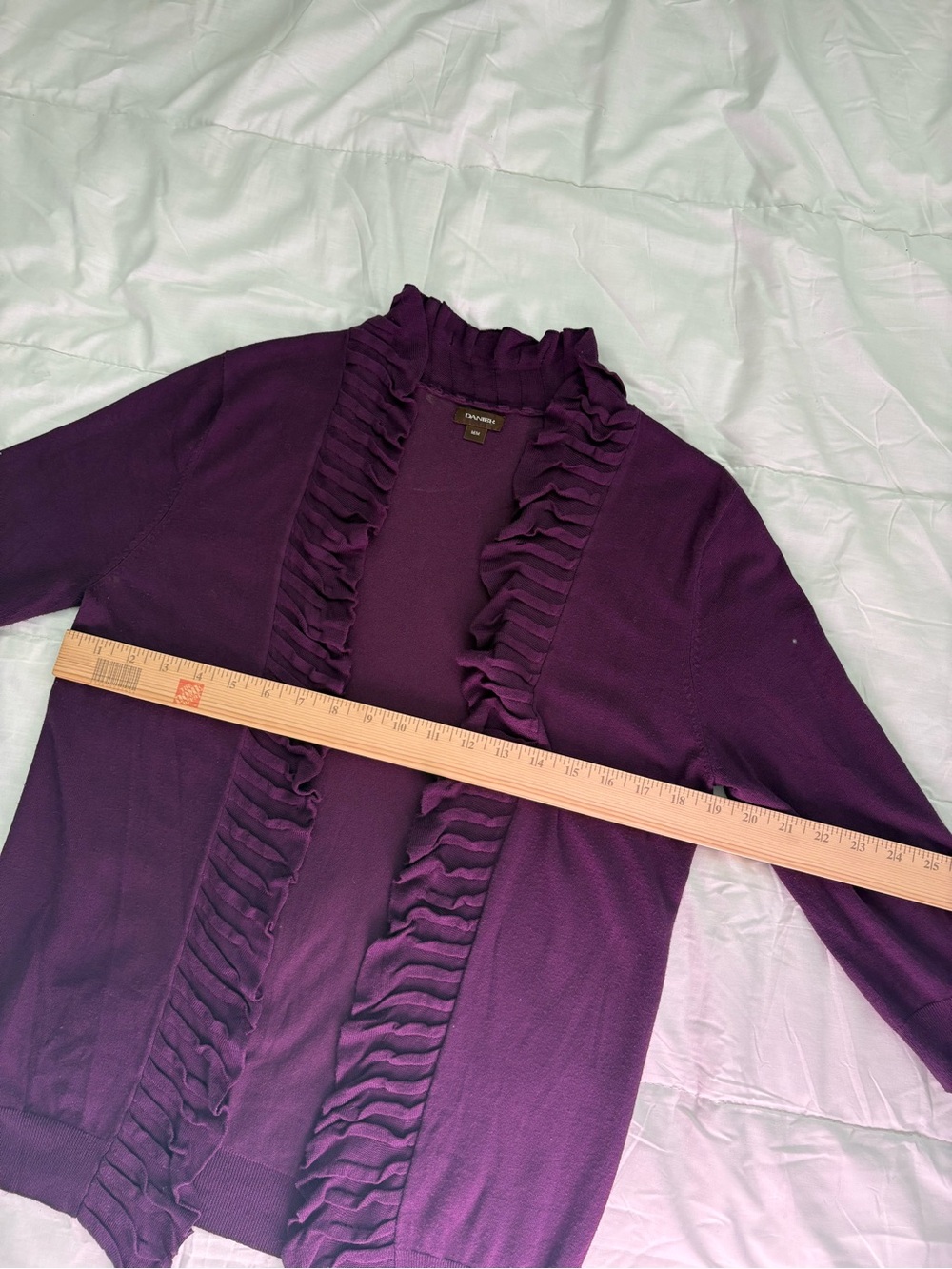 Danier Purple Ruffled Open-Front Cardigan - Picture 8 of 10